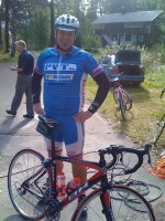 En halvfet räsercyklist i sina bästa år. En halvfet räsercyklist i sina bästa år.