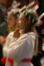 Johanna i luciatåget på Agnetebergsskolan